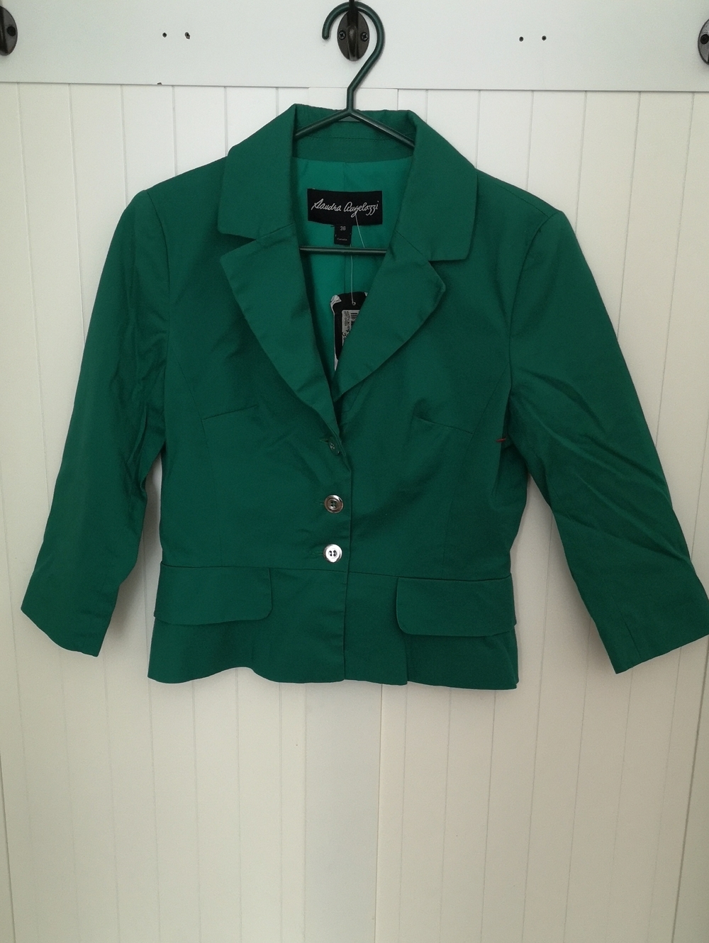 NWT Sandra Angelozzi Career Blazer Size 36 Green 3 Button Lined Made in Canada